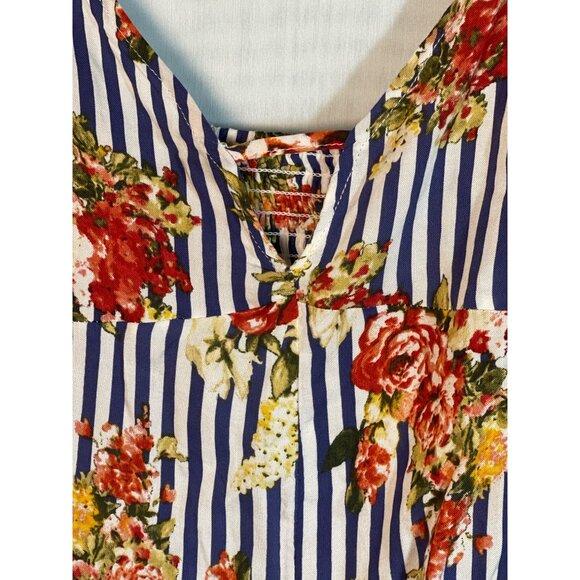 NWT VIBE Apparel Striped & Floral Sleeveless Sundress With Adjustable Straps - Picture 2 of 13